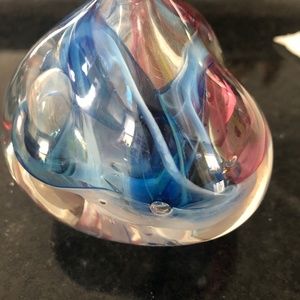 Signed art glass paperweight/ oil lamp